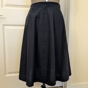 Uniqlo Linen Blend Pleated Skirt Navy Sz Sm Pockets!